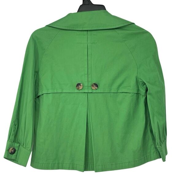Vintage Tria Cotton Green Cropped Big Collar Size M Light Jacket Cottage Retro - Picture 2 of 5